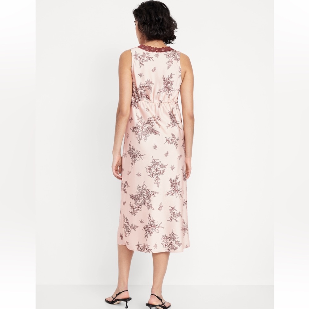 🏖️10 items for $20☀️ Old Navy V neck Floral Lace Trim Midi Dress - Picture 5 of 8